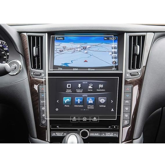 2PCS in 1 BUENNUS Up and Bottom Navigation Screen Protector for Infiniti Q50 20142019,for