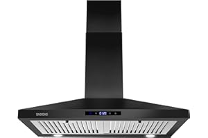 SNDOAS Black Range Hood 30 Inch,Stainless Steel Wall Mounted Kitchen Hood with Touch Controls, Ducted/Ductless Convertible,Chimney-Style Stove Hood Vent for Kitchen,Baffle Filters,Black Painted Finish