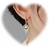 W WEILIRIAN Boho Pearl Hoop Earrings Pearl Dangle Drop Earrings Gold Pearl Drop Earrings Crystal Leaf Earrings Vintage Pearl Bead Earrings Pearl Wedding Earrings Jewelry for Women and Girls Gifts