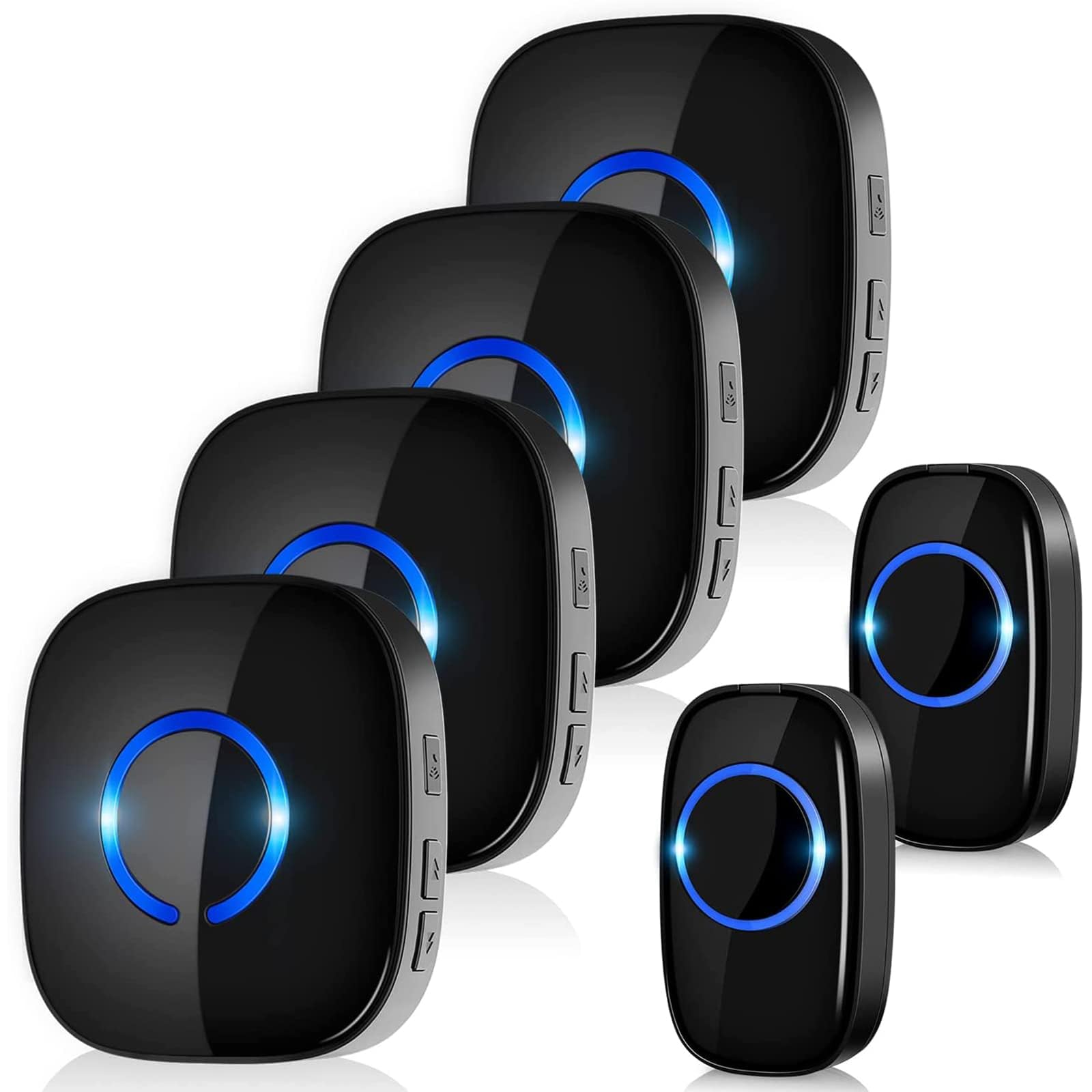 Wireless Doorbell 4 Receivers and 2 Waterproof Push Button, Plug in Door Bells Wireless Cordless 1300FT Range, 5 Volume & 58 Ringtones, Door Entry Bell for Home, Classroom, Office, Garden, Black