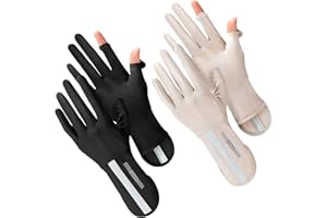 Yahenda 2 Pairs Women UV Sun Protection Gloves Touchscreen Arm Sun Driving Gloves UPF 50+ for Outdoor Sports Cycling(Two Fing