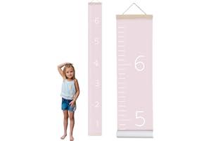 Morxy Canvas Growth Chart for Kids - Unisex Kids Room Wall Decor - Measuring Height Chart- Wall Tape with Height Chart for Kids (Plain Pink)