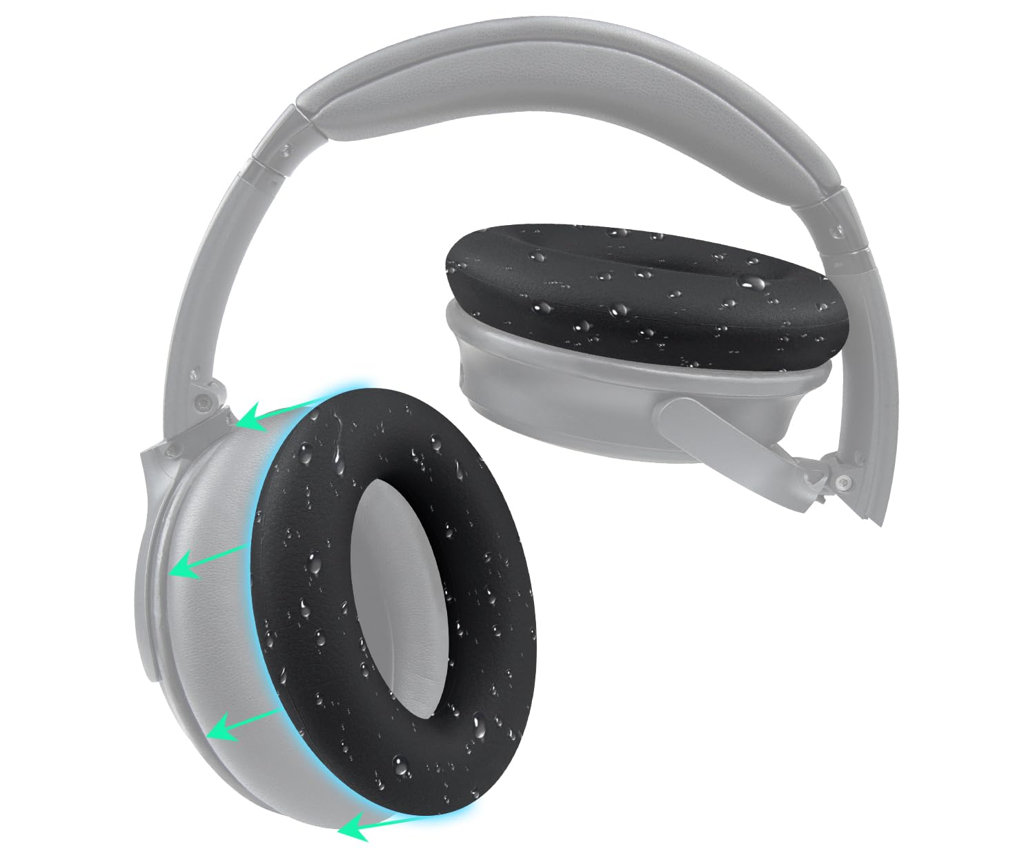 SOULWIT Silicone Ear Pads Cover Protector for Bose QuietComfort QC15 QC25 QC2 QC35 QC45/Ae2 Ae2i Ae2w/SoundTrue & SoundLink AE Headphones Cushions, Sweatproof, Easily Washable - Black