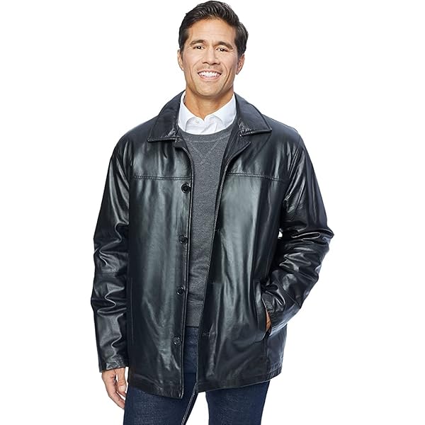 KingSize Men's Big & Tall Hooded Leather Parka - L, Black at