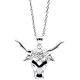 Charm America - Silver Bull Pendant Necklace - 925 Sterling Silver - Adjustable Silver Necklace Included