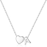 Turandoss S925 Sterling Silver Initial Necklaces for Women, Dainty Sterling Silver Tiny Heart Letter A-Z Necklace Trendy Jewelry Birthday Valentines Gifts for Girls Teen Girls