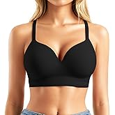 Popilush Bras for Women No Underwire Full Support Push Up Bralette Everyday Comfort Black
