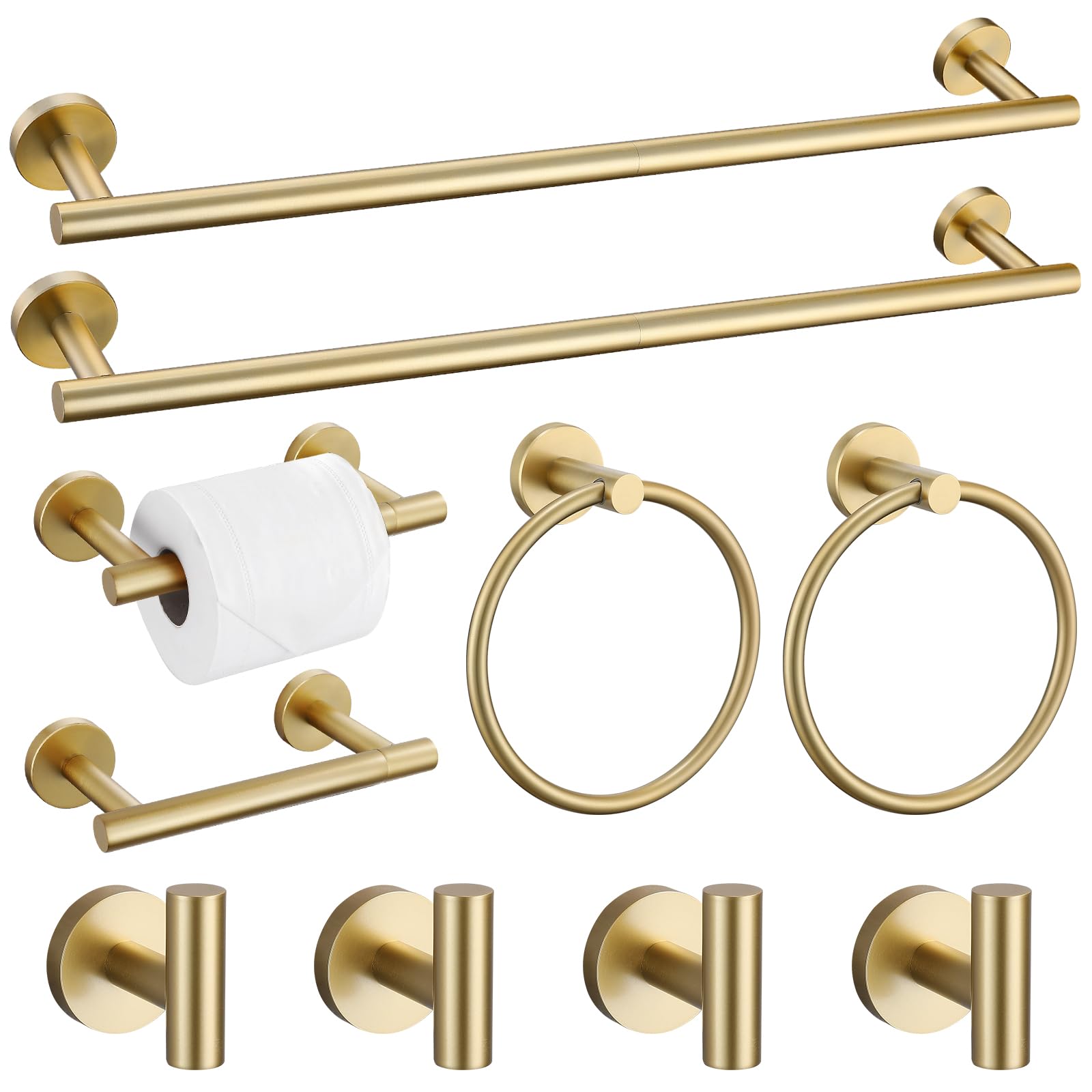 Photo 1 of 10 Pieces Brushed Gold Bathroom Hardware Towel Bar Set for Bathroom Wall, 23.6Inch Bathroom Accessories Set Upgraded Bathroom Towel Holder, Stainless Steel Towel Racks Bathroom Wall Mounted