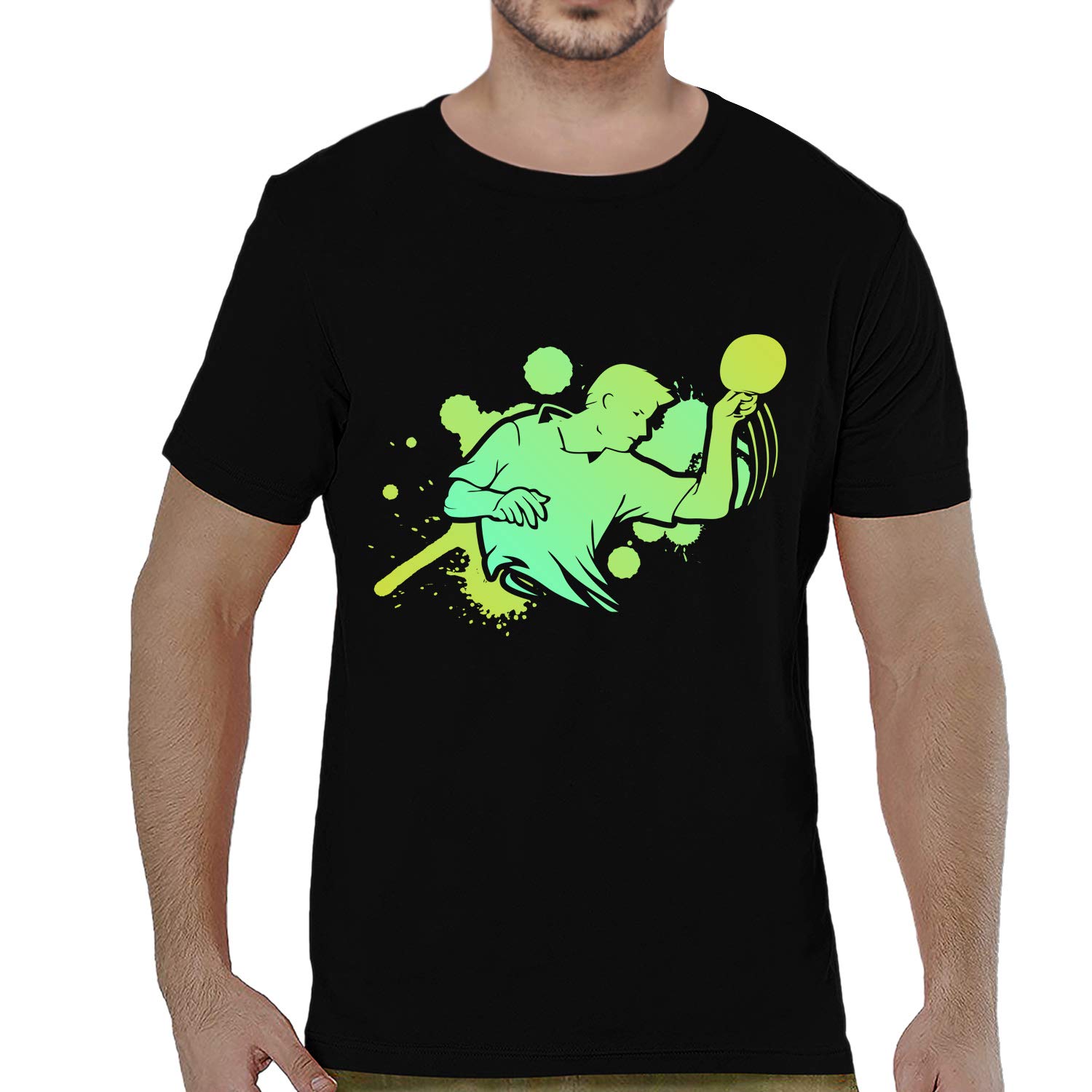 Buy Mens Table Tennis Player Cotton Printed Round Neck Half Sleeves