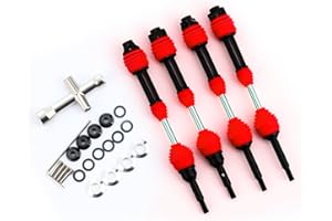 BENMAZ CVD Axles Driveshafts Upgrade Parts for 1/10 Slash Rustler Stampede Hoss VXL 4X4 4WD,Replace #6852R#6851R (Red)