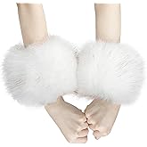 NUMJAW Fur Wrist Cuffs,Winter Fox Furry Bands Arm Warmer Women's Faux Fur Wrist Cuffs Winter Fox Furry wristbands Fluffy Fur Cuff Bracelet Arm Warmer accessories