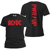 Tstars AC/DC Power Up Shirt Men Jagged Logo Rock Band Graphic Tee | Soft cotton licensed AC/DC tee; great for rock and roll band fans, concert wear, music lover men gift