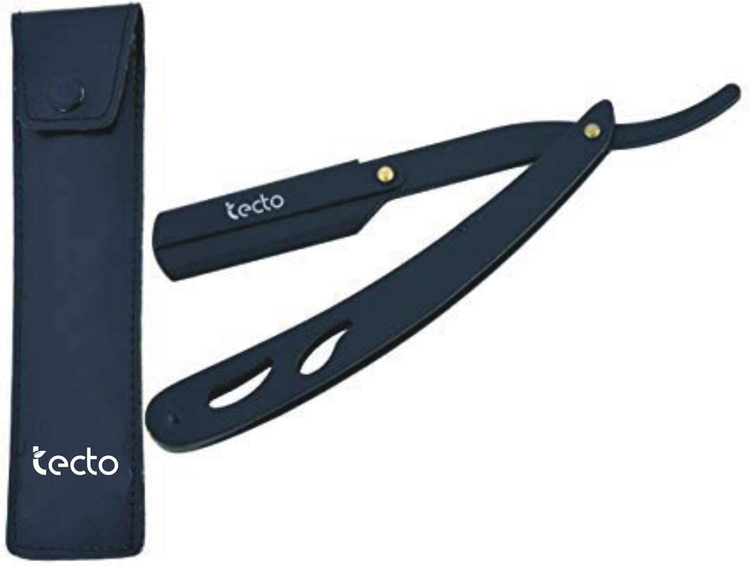 Tecto Straight Cut Throat Razor, Premium Quality Edge Matte Black for Moustache & Beard Shaving, Light Weight Single Blade