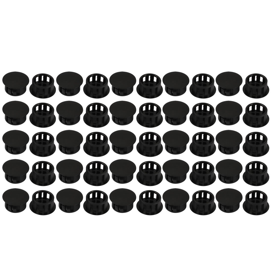 sourcingmap 50pcs 16mm Dia Black Plastic Tubing Plug Door and Window Locking Hole Plugs