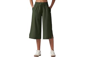 Willit Women's Wide Leg Capris Pants Lightweight Travel Pants Quick Dry Summer Walking Athletic UPF50+ Pockets