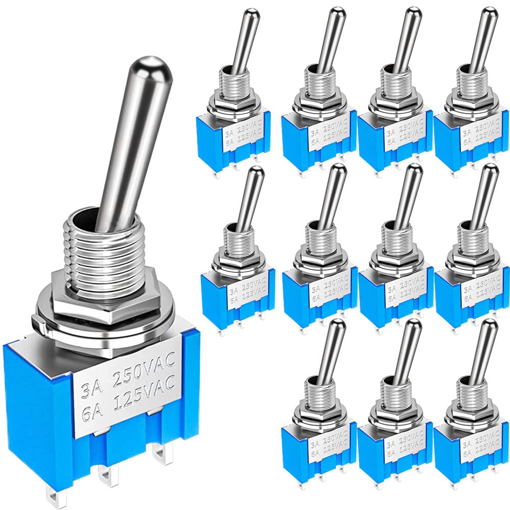 Gebildet 12 pieces 6A/125V 3A/250V ON/OFF/ON 3 Terminals 3 Position SPDT Toggle Switch Single Joint MTS-103