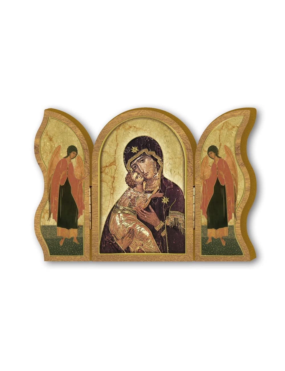 BONELLA BROTHERS Bonella Brothers | Devotional wooden triptych of Our Lady of Tenderness 6x9cm | Made in Italy