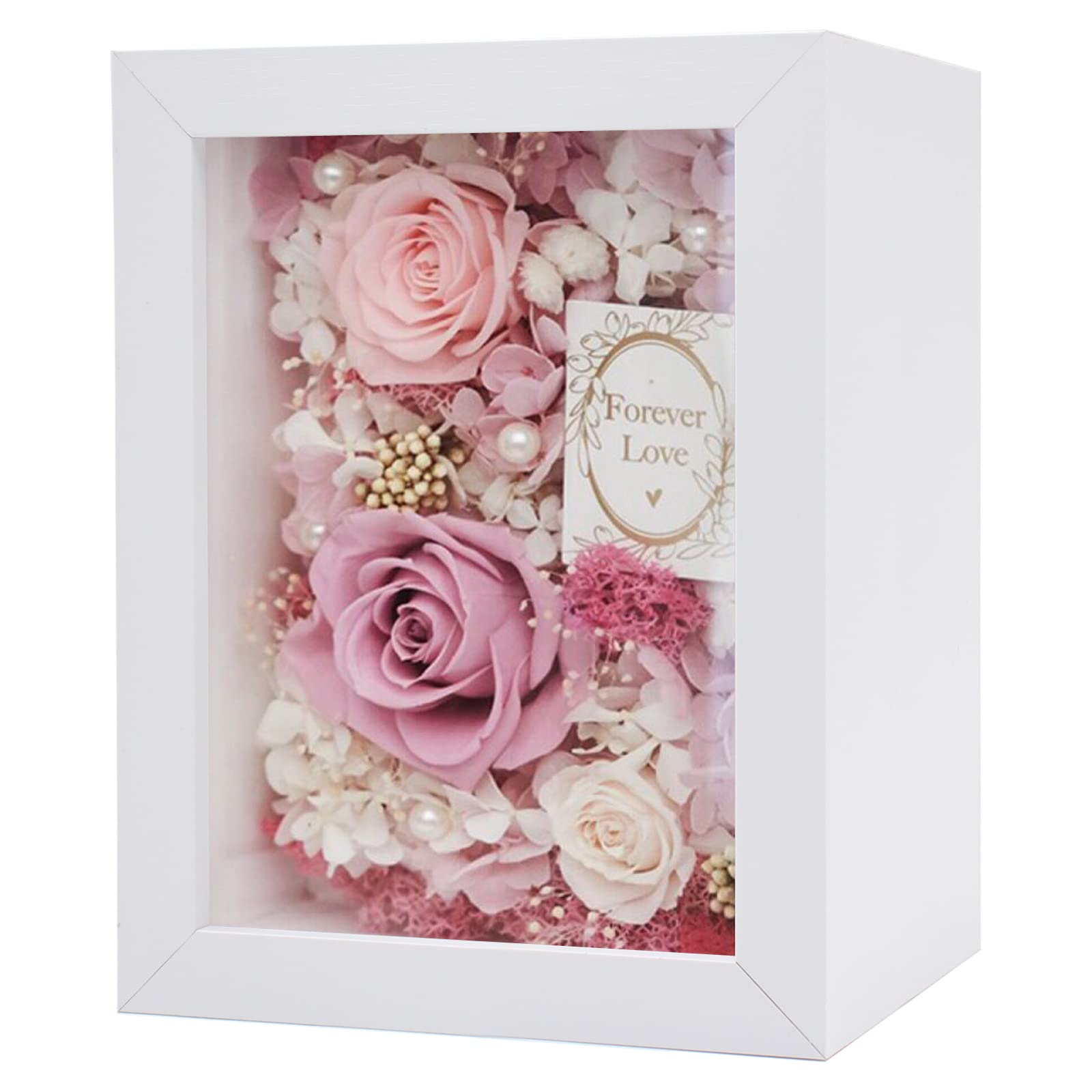 4x6 Shadow Box Frame in White, Interior 2.3" Deep, Wooden Frame Box for Display Dried Flowers, Plant Specimen, Memory Photos, Memory, Wedding, Love, Medal, Bouquet, Trinket on Wall or Tabletop