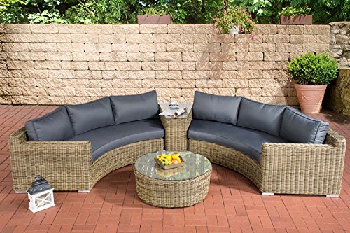 Gartengarnitur Polyrattan Sitzecke Marvina Grau, Natur ...
