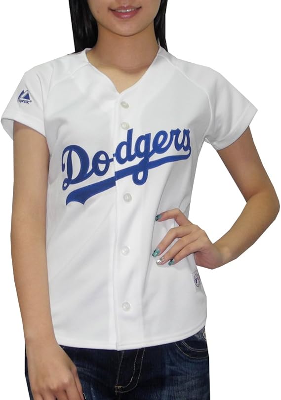 MLB Los Angeles Dodgers Womens Button Down Short Sleeve Jersey Shirt