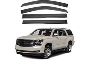 LQQDP 4pcs Front+Rear Smoke Tint Sun/Rain Guard Outside Mount Tape-On Vent Window Visors Compatible with 15-20 Escalade ESV Yukon XL Suburban