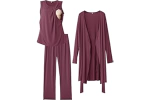 Rnxrbb Nursing Pajamas Gown Set for Women Breastfeeding Postpartum Pajama Maternity Pj for Hospital 3 PCS