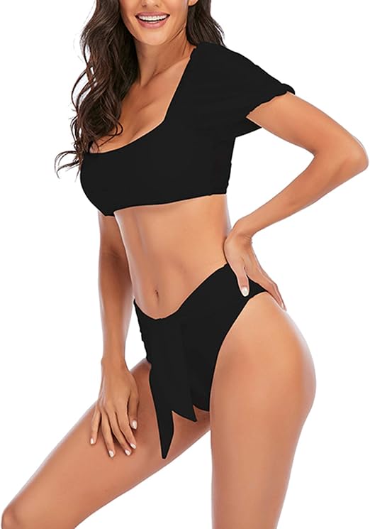 white puff sleeve bikini