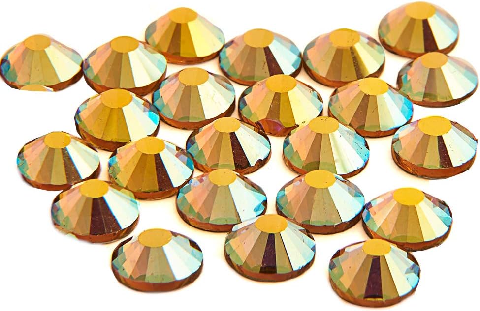 1440 x EIMASS® Non Hot Fix Gems, Flat Back Glass Crystals (Gold AB, ss16 (4mm))
