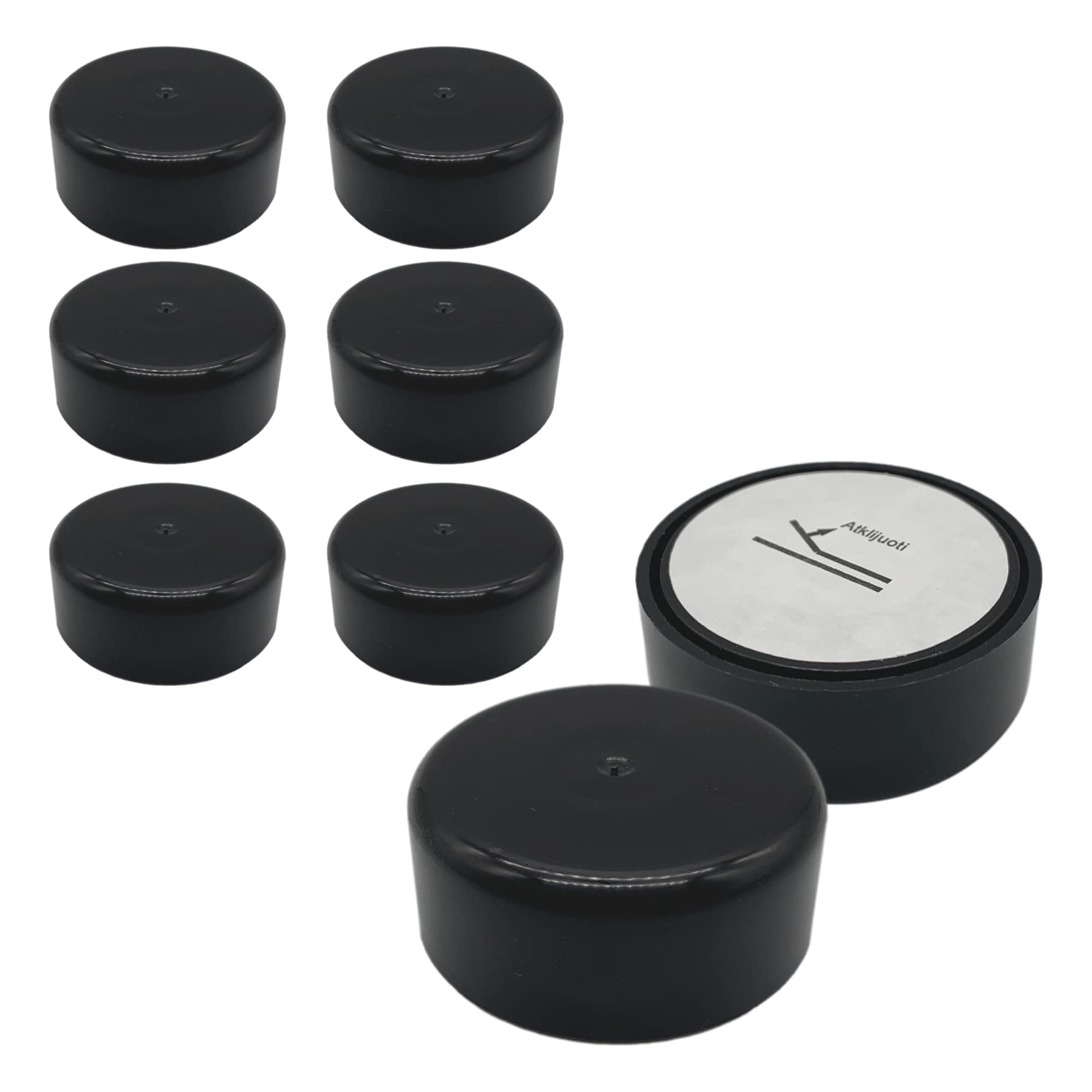 Diforma (Pack of 8 pcs) Height Adjustable Furniture Legs, Round Ø 55 mm, Material Plastic, Installation Via Sticker (8, Black)