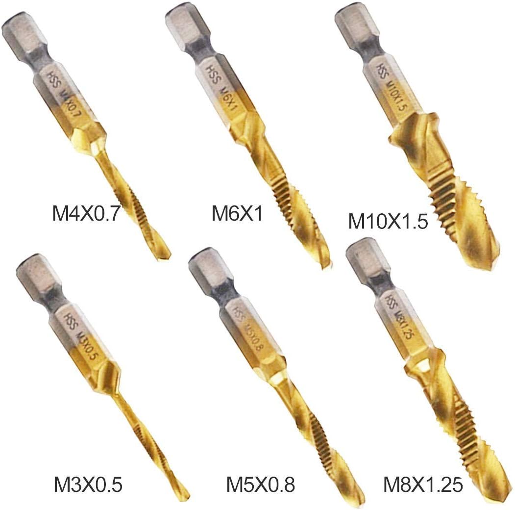 Uxcell Combination Drill And Tap Bit 1 4 Hex Shank M8 X 25 Metric