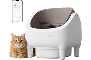 WARCAT Litter Box – Open-Top Design, Electric Automatic Self-Cleaning Cat Litter Box, Easy Odor Control, Smart APP, 15L Large Waste Bin, Trash Bags & Mat Included (Brown)