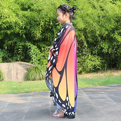 Monarch Butterfly Wings,Kemilove Prop Soft Fabric Butterfly Wings Shawl Fairy Ladies Nymph Pixie Costume Accessory (Kid,136108CM, Hot pink) - Thumbnail 3