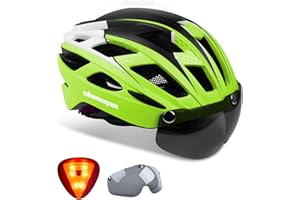 Shinmax Bike Helmet, CPSC/CPC Bike Helmet for Adult Men Women with Magnetic Goggles&Led Back Light Cycling Helmet Adjustable SM-T69