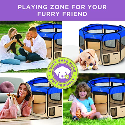Zampa Puppy Playpen Small 36"x36"x24" Portable Pop Up Playpen for Dog
