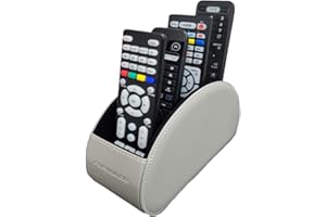 Remote Control Holder Organizer – 5-Compartment Leather Caddy for TV Remotes, Office Supplies, Makeup Brushes – Desktop Stora