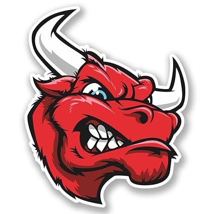 2 x 30cm/300mm Red Mad Bull Vinyl SELBSTKLEBENDE STICKER Aufkleber Laptop reisen Gepäckwagen iPad Zeichen Spaß #4236