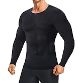 Nebility Shapewear Men Long Sleeve Compression Shirt - Slimming Body Shaper Tummy Control Workout Tank Top Undershirt