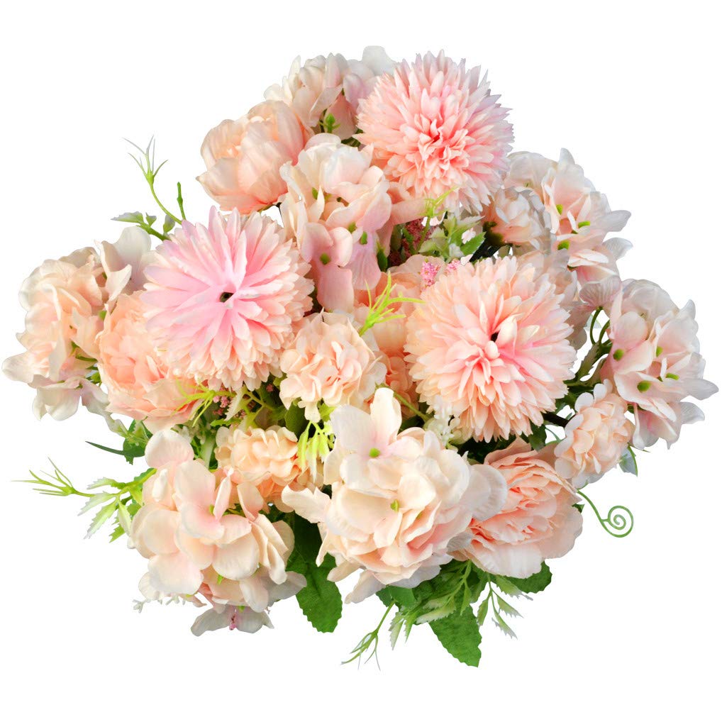 Yookat 3 Pack Fake Peony Hydrangea Silk Flowers Artificial Flowers Carnations Flowers Centerpiece Flowers Table Flower Arrangements Floral Wedding Party Home Decoration (Pink)