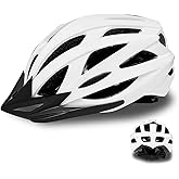 AISSTXOER Road Bike Helmet Adult Men &amp; Women, Adjustable Lightweight Design (22-24.5 Inches) - Vented, Removable Visor &amp; Reflective White, for Day and Night Commuting &amp; Sports | CPSC Certified