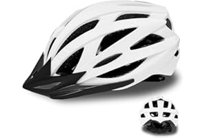 AISSTXOER Road Bike Helmet Adult Men & Women, Adjustable Lightweight Design (22-24.5 Inches) - Vented, Removable Visor & Reflective White, for Day and Night Commuting & Sports | CPSC Certified