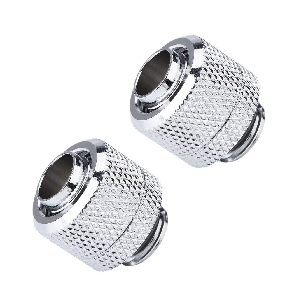2PCS G1/4 Brass Tube Connector - Flexible Water Cooling Fitting for PC, Durable Chrome Plated Design