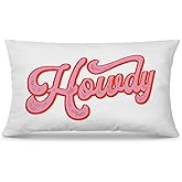 Mingnei Preppy Funny Hot Pink Howdy Throw Pillow Covers Couch Home Cushion Cover, Western Cowgirl Preppy Sofa Girls Room Bed Decorative Pillow Cases 12 x 20 Pillowcase