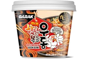 GARAK Hot Chicken Flavor Udon Bowl, Stier fried, Spicy, Microwavable Instant noodles 215g/7.58oz (pack of 1)
