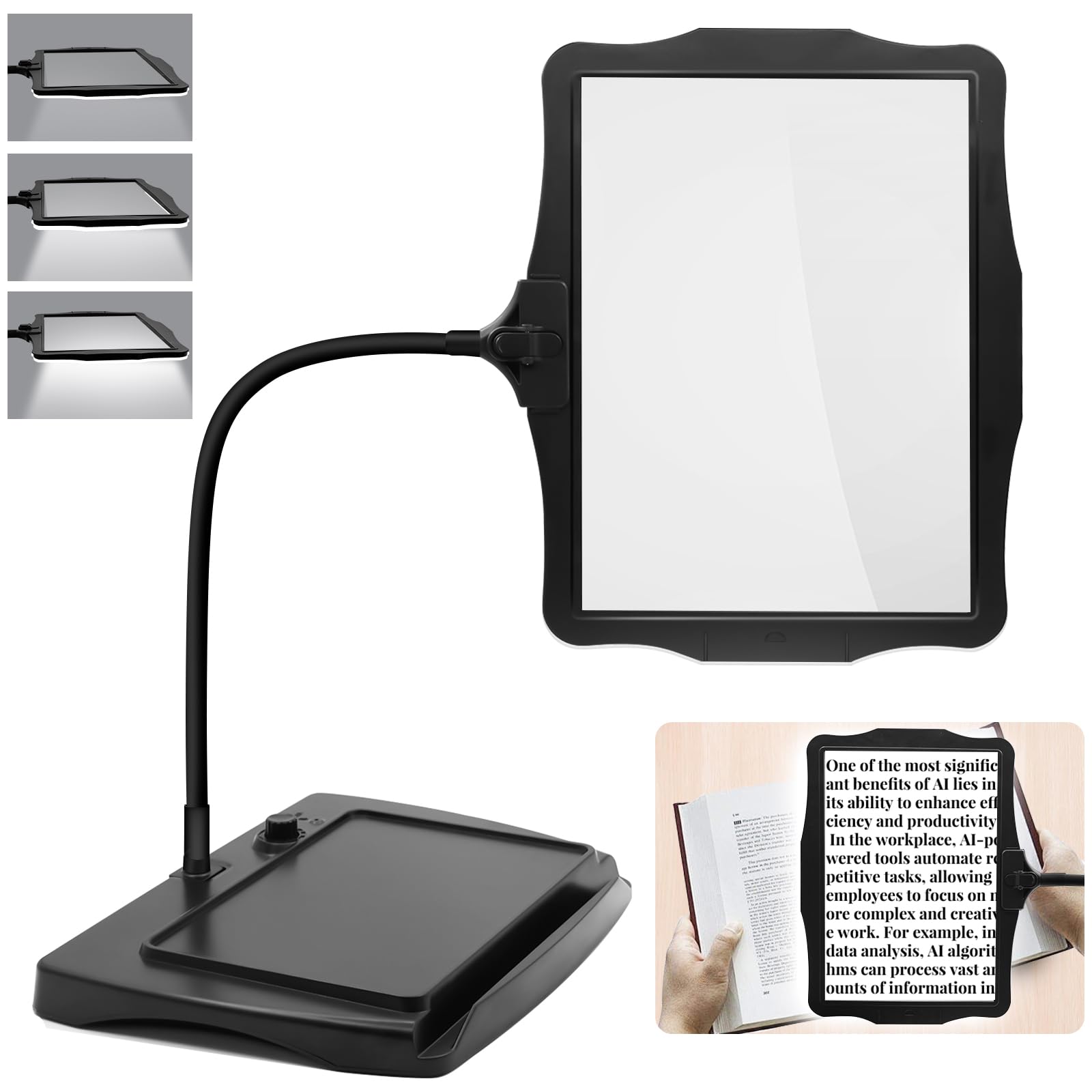 Photo 1 of 10X Large Magnifying Glass with Light and Stand for Reading with 50 LED Light,Desktop Magnifying Lamp Page Magnifier for Reading,Close Work Knitting Sewing Painting Seniors