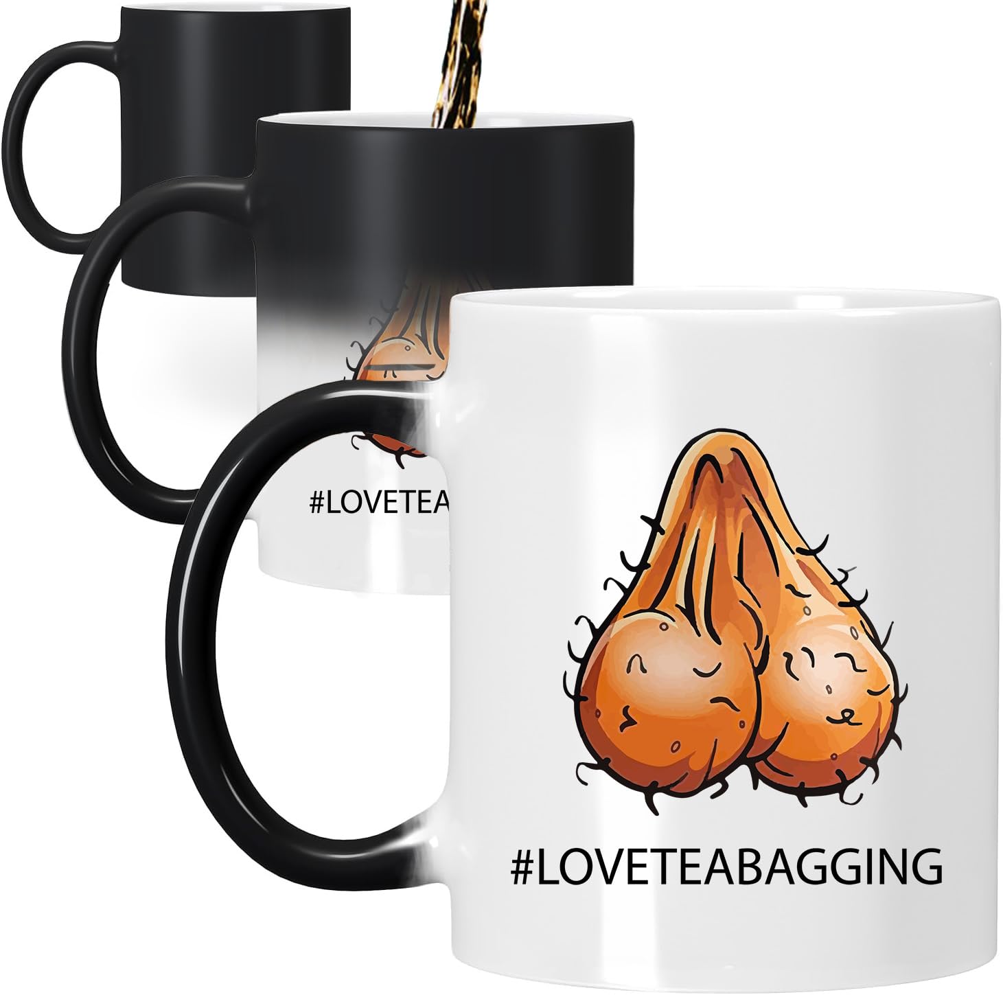 UCG #LOVETEABAGGING Funny/Rude Heat Colour Magic Changing Mug - Heat Reveal/Reactive - Fun/Offensive/Naughty Mug - 350 ml - 11oz
