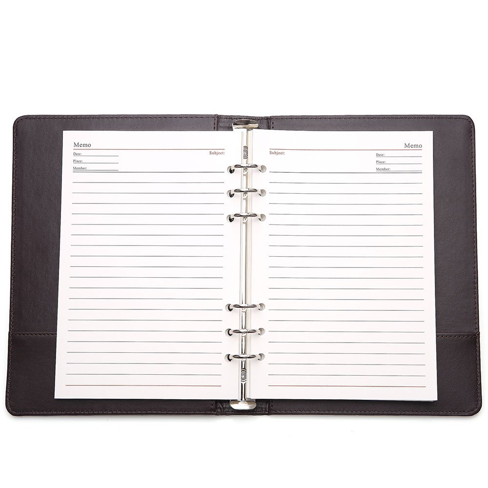 Richblue Professional Upscale Waterproof PU Leather Note Book Portfolio + Ring Binder + 85 Paper Sheets A5 (Brown)
