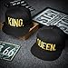 Ikooo King and Queen Hats Hip-hop Snap Back Caps 3D Embroidered Couples Caps 2 Pack Black