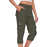 DAOAO Cargo Capris for Women Hiking Pants Casual Summer Quick Dry Outdoor Travel Pull On Capri with 6 Pockets