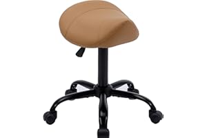 Durfii Height Adjustable Swivel Saddle Stool Wobble Rolling Stool with Wheels Salon Stool for Medical Massage Spa Kitchen Clinic Dentist Lab Office Seat Chair (Brown)