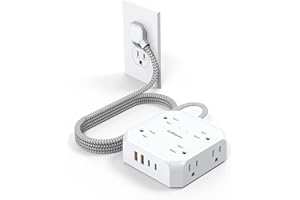 Surge Protector Power Strip, 8 Outlets with 4 USB Ports(2 USB C), 4-Sided 1050J Outlet Extender with 5FT Flat Extension Cord 